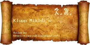 Klupp Miklós névjegykártya